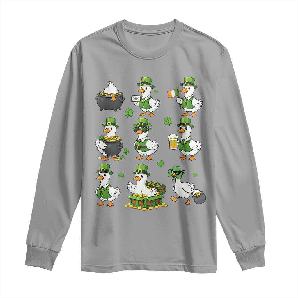 St Patricks Day Goose Crew Irish Celebration Long Sleeve Shirt TS12 Sport Gray Print Your Wear
