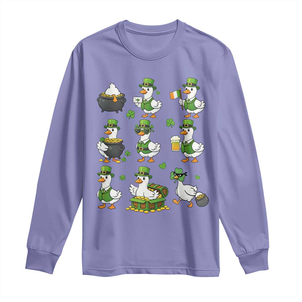 St Patricks Day Goose Crew Irish Celebration Long Sleeve Shirt TS12 Violet Print Your Wear