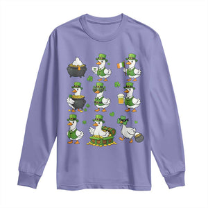 St Patricks Day Goose Crew Irish Celebration Long Sleeve Shirt TS12 Violet Print Your Wear