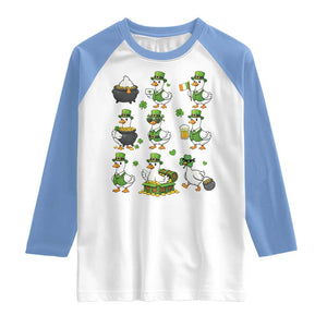 St Patricks Day Goose Crew Irish Celebration Raglan Shirt TS12 White Carolina Blue Print Your Wear