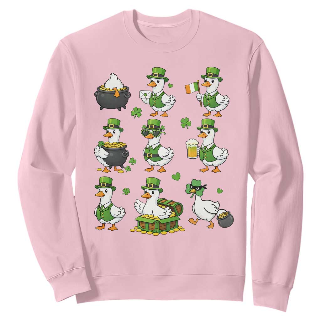 St Patricks Day Goose Crew Irish Celebration Sweatshirt TS12 Light Pink Print Your Wear