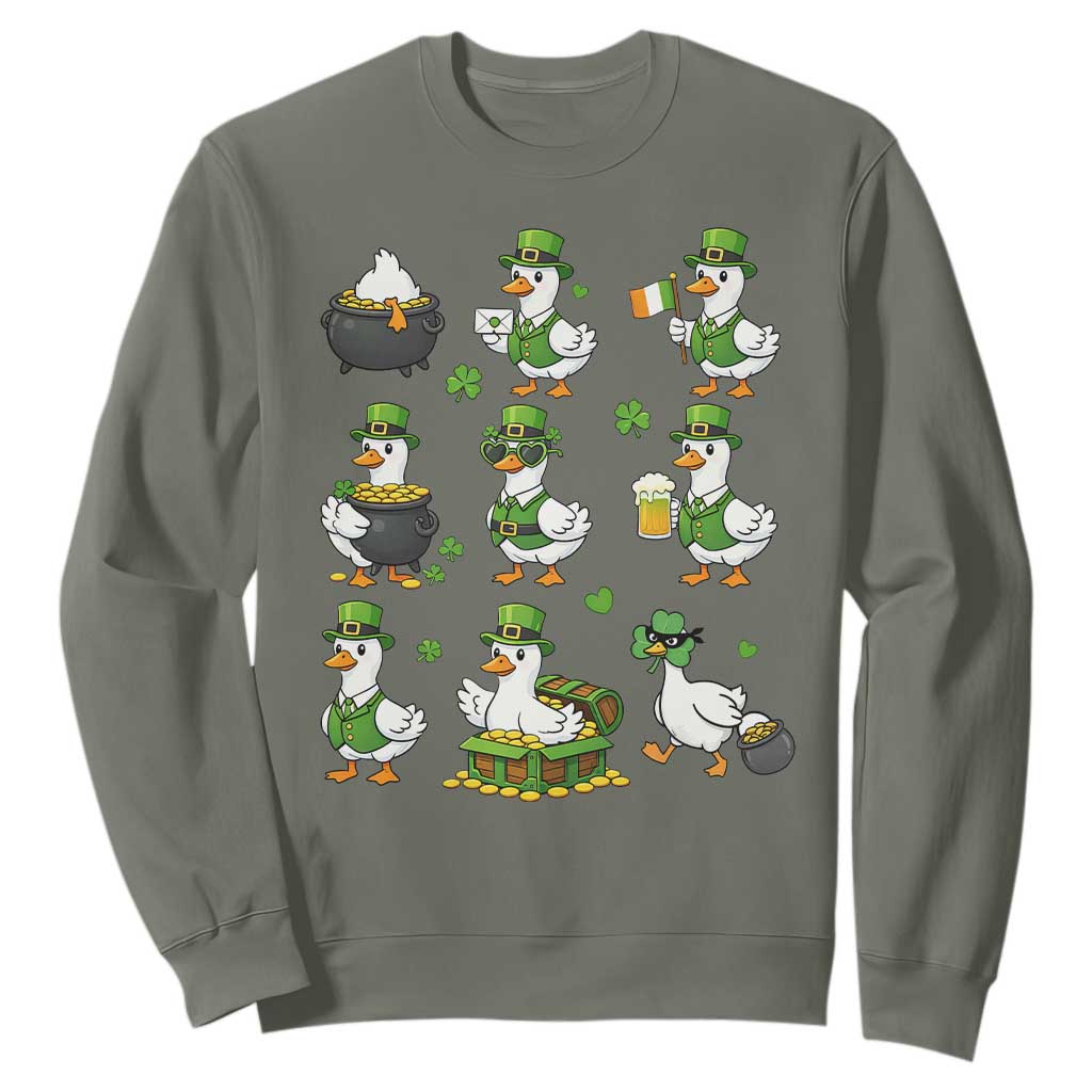 St Patricks Day Goose Crew Irish Celebration Sweatshirt TS12 Military Green Print Your Wear