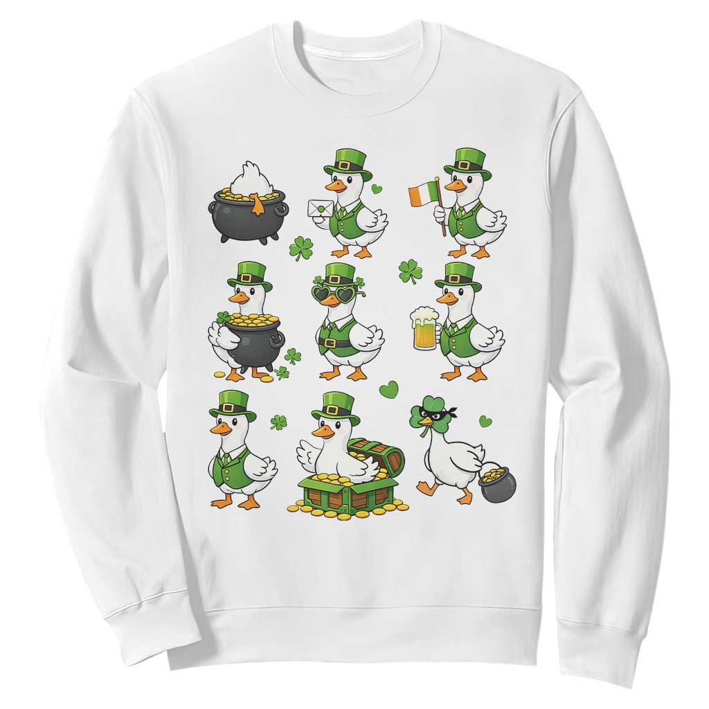 St Patricks Day Goose Crew Irish Celebration Sweatshirt TS12 White Print Your Wear