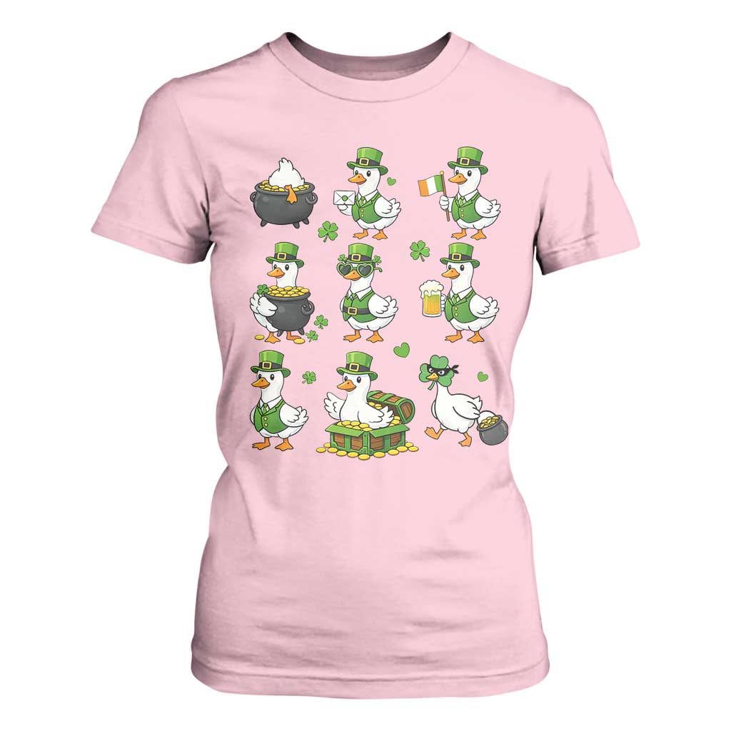 St Patricks Day Goose Crew Irish Celebration T Shirt For Women TS12 Light Pink Print Your Wear