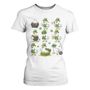 St Patricks Day Goose Crew Irish Celebration T Shirt For Women TS12 White Print Your Wear
