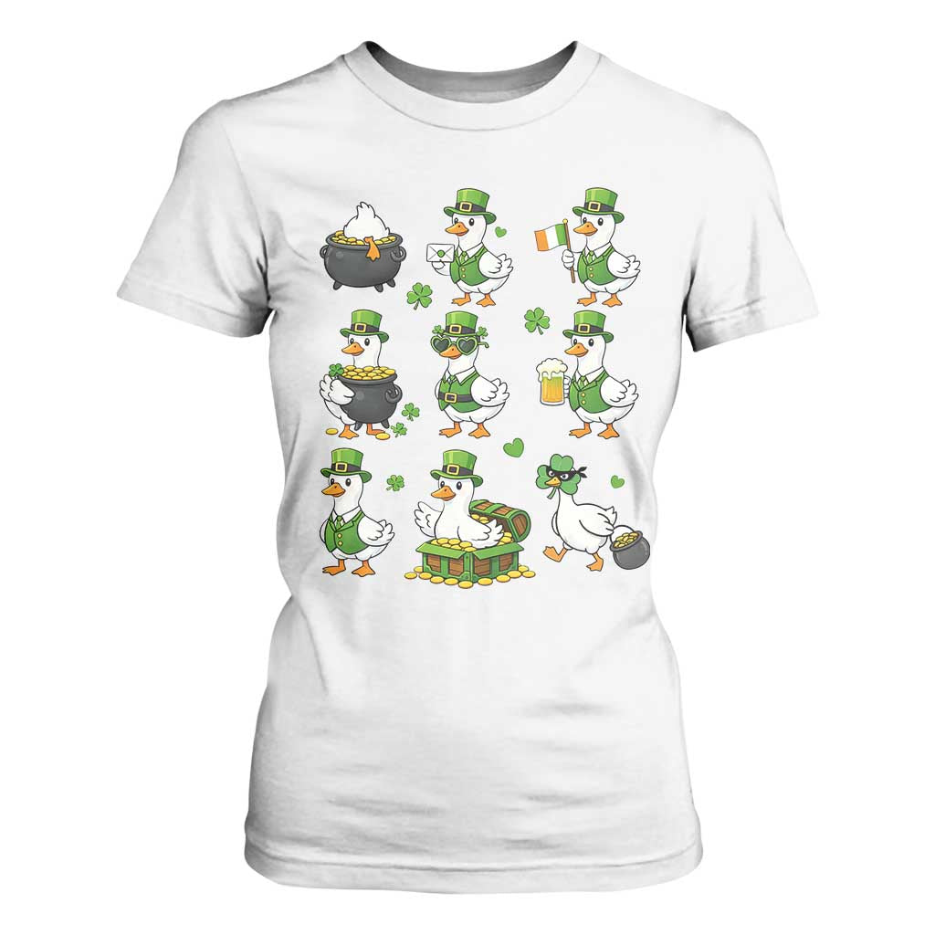 St Patricks Day Goose Crew Irish Celebration T Shirt For Women TS12 White Print Your Wear