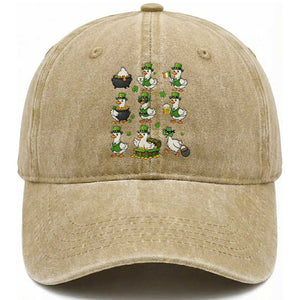 St Patricks Day Goose Crew Irish Celebration Washed Cotton Baseball Cap TS12 Print Your Wear