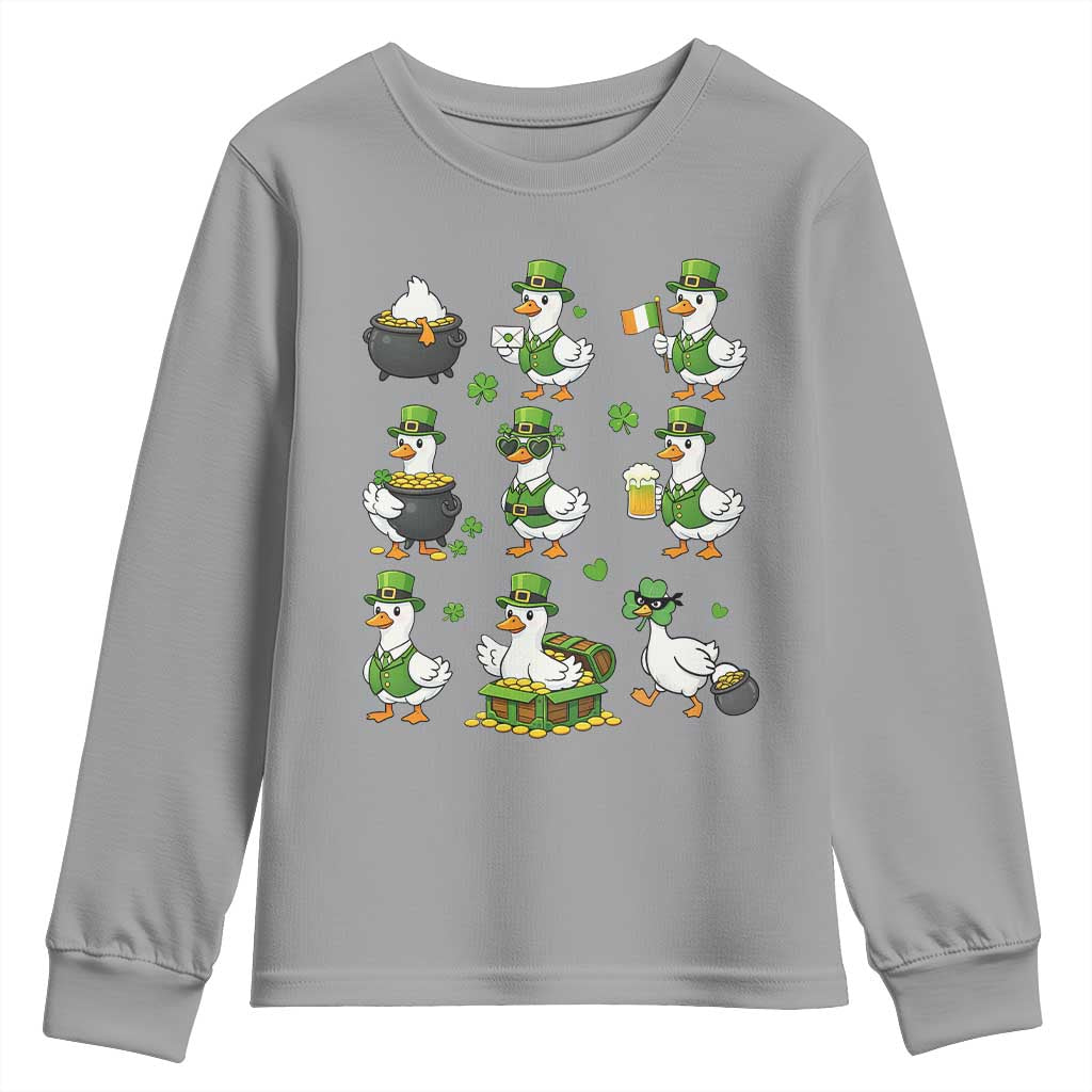 St Patricks Day Goose Crew Irish Celebration Youth Sweatshirt TS12 Sport Gray Print Your Wear
