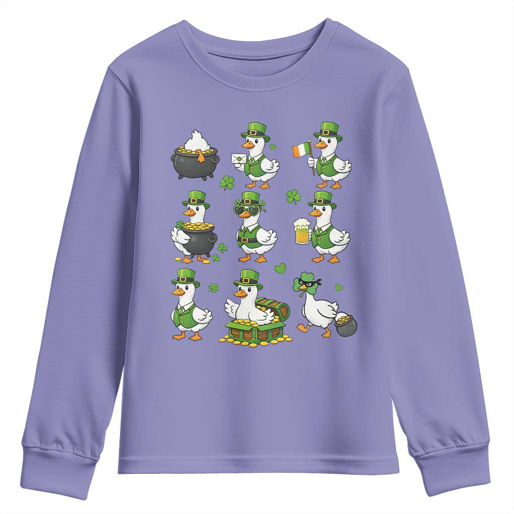 St Patricks Day Goose Crew Irish Celebration Youth Sweatshirt TS12 Violet Print Your Wear