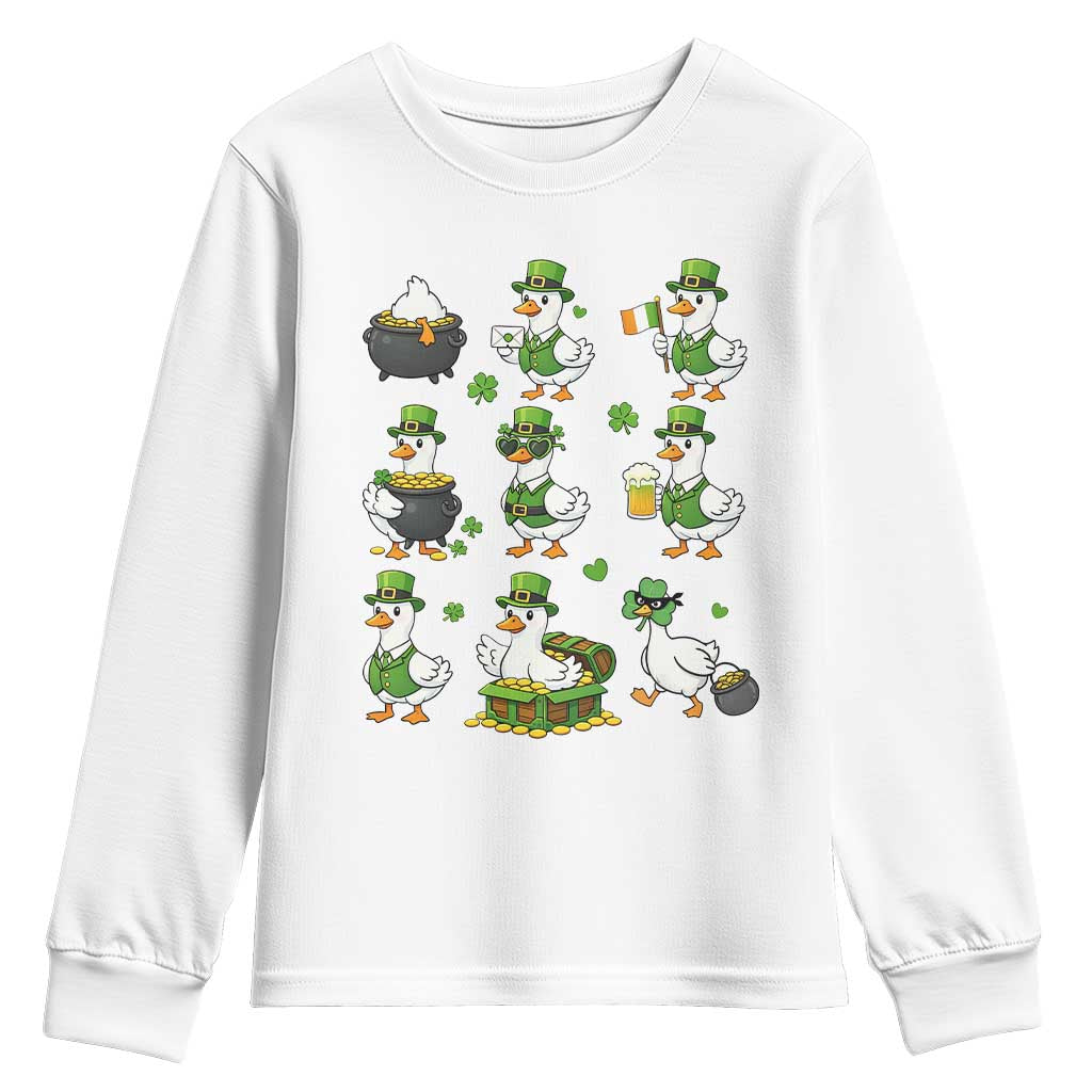 St Patricks Day Goose Crew Irish Celebration Youth Sweatshirt TS12 White Print Your Wear