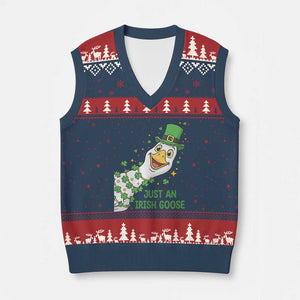 Just An Irish Goose V-Neck Knit Sweater Vest Funny St Patricks Day TS12 Navy Red Print Your Wear