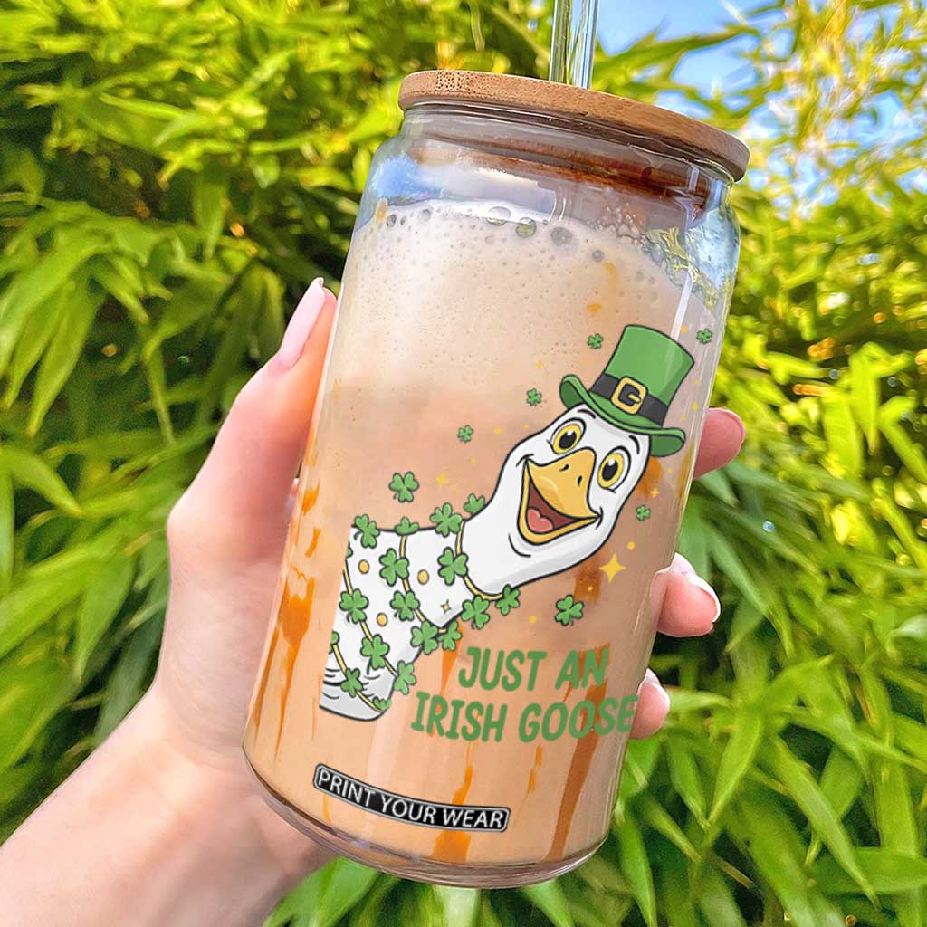 Just An Irish Goose Glass Can Funny St Patricks Day TS12 Black Print Your Wear