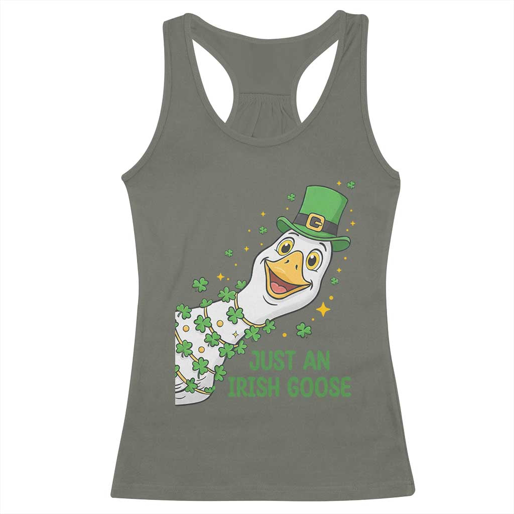 Just An Irish Goose Racerback Tank Top Funny St Patricks Day TS12 Military Green Print Your Wear