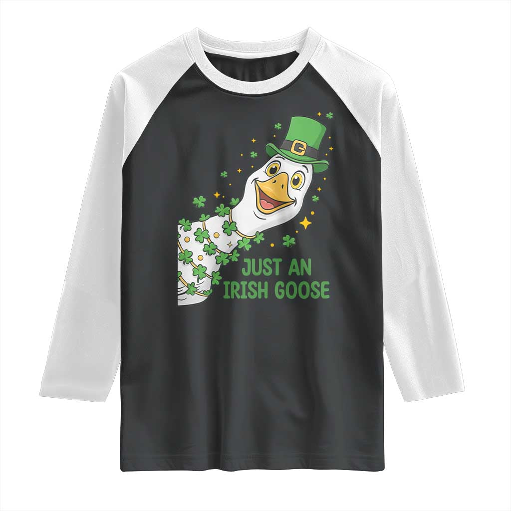 Just An Irish Goose Raglan Shirt Funny St Patricks Day TS12 Black White Print Your Wear