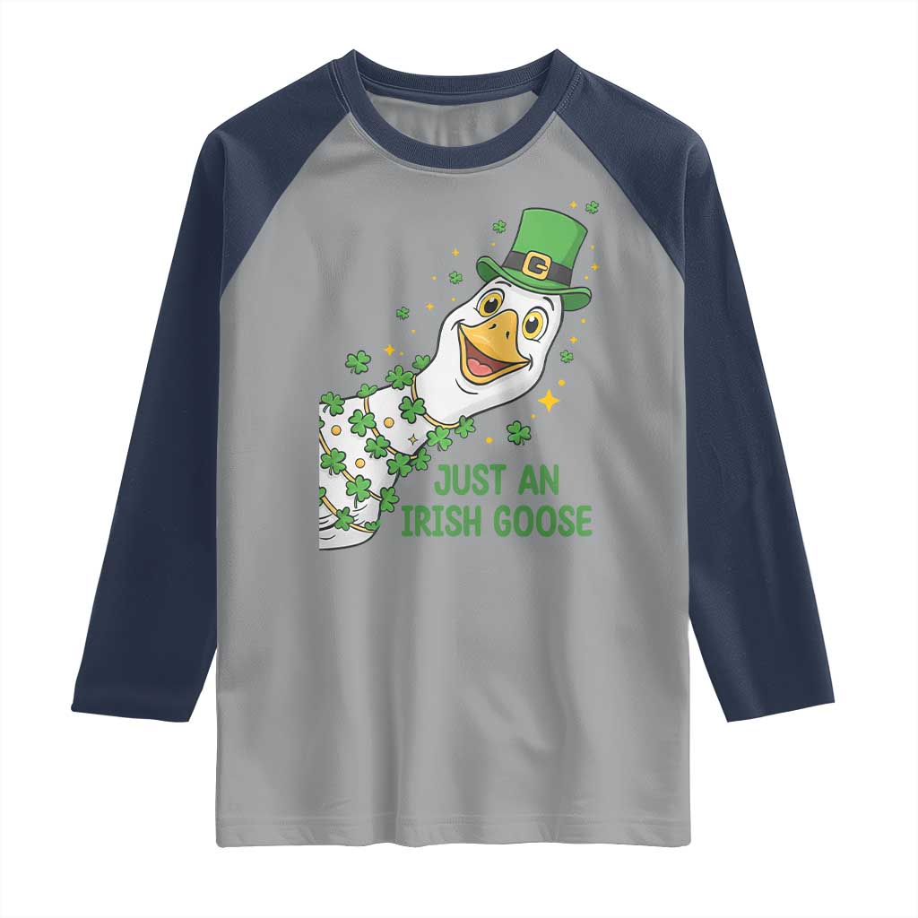 Just An Irish Goose Raglan Shirt Funny St Patricks Day TS12 Sport Gray Navy Print Your Wear