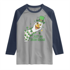 Just An Irish Goose Raglan Shirt Funny St Patricks Day TS12 Sport Gray Navy Print Your Wear