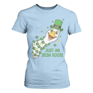 Just An Irish Goose T Shirt For Women Funny St Patricks Day TS12 Light Blue Print Your Wear
