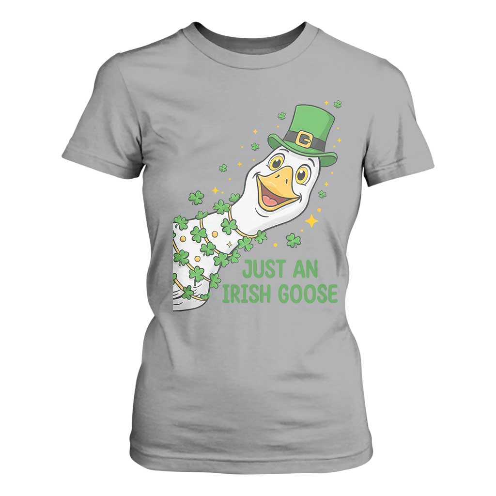 Just An Irish Goose T Shirt For Women Funny St Patricks Day TS12 Sport Gray Print Your Wear