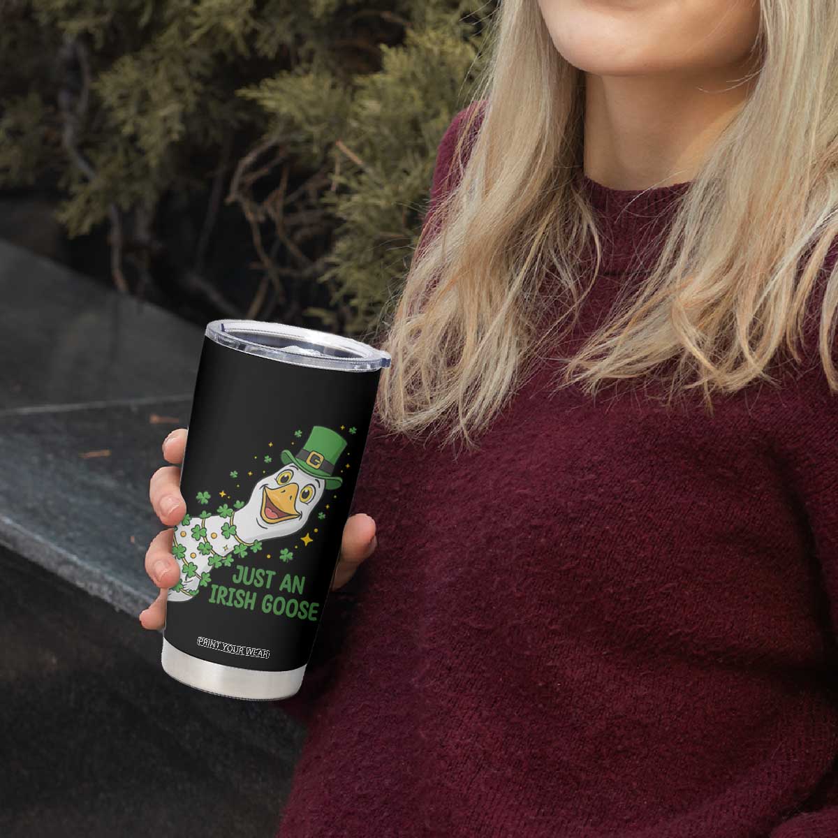 Just An Irish Goose Tumbler Cup Funny St Patricks Day TS12 Print Your Wear
