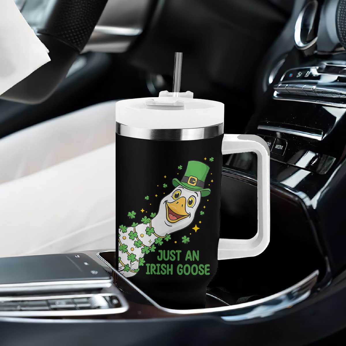 Just An Irish Goose Tumbler With Handle Funny St Patricks Day TS12 Print Your Wear