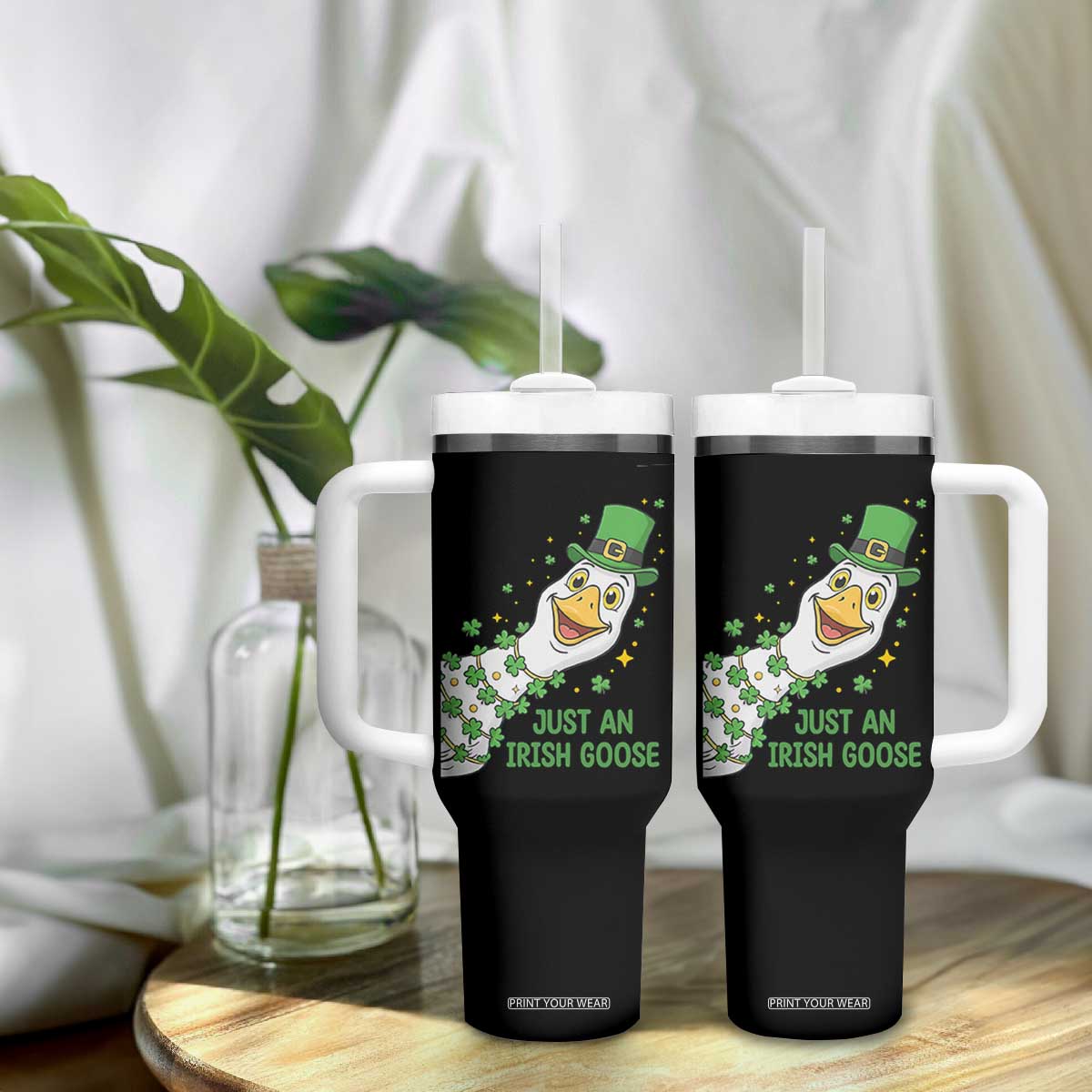 Just An Irish Goose Tumbler With Handle Funny St Patricks Day TS12 Print Your Wear