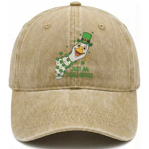 Just An Irish Goose Washed Cotton Baseball Cap Funny St Patricks Day TS12 Print Your Wear