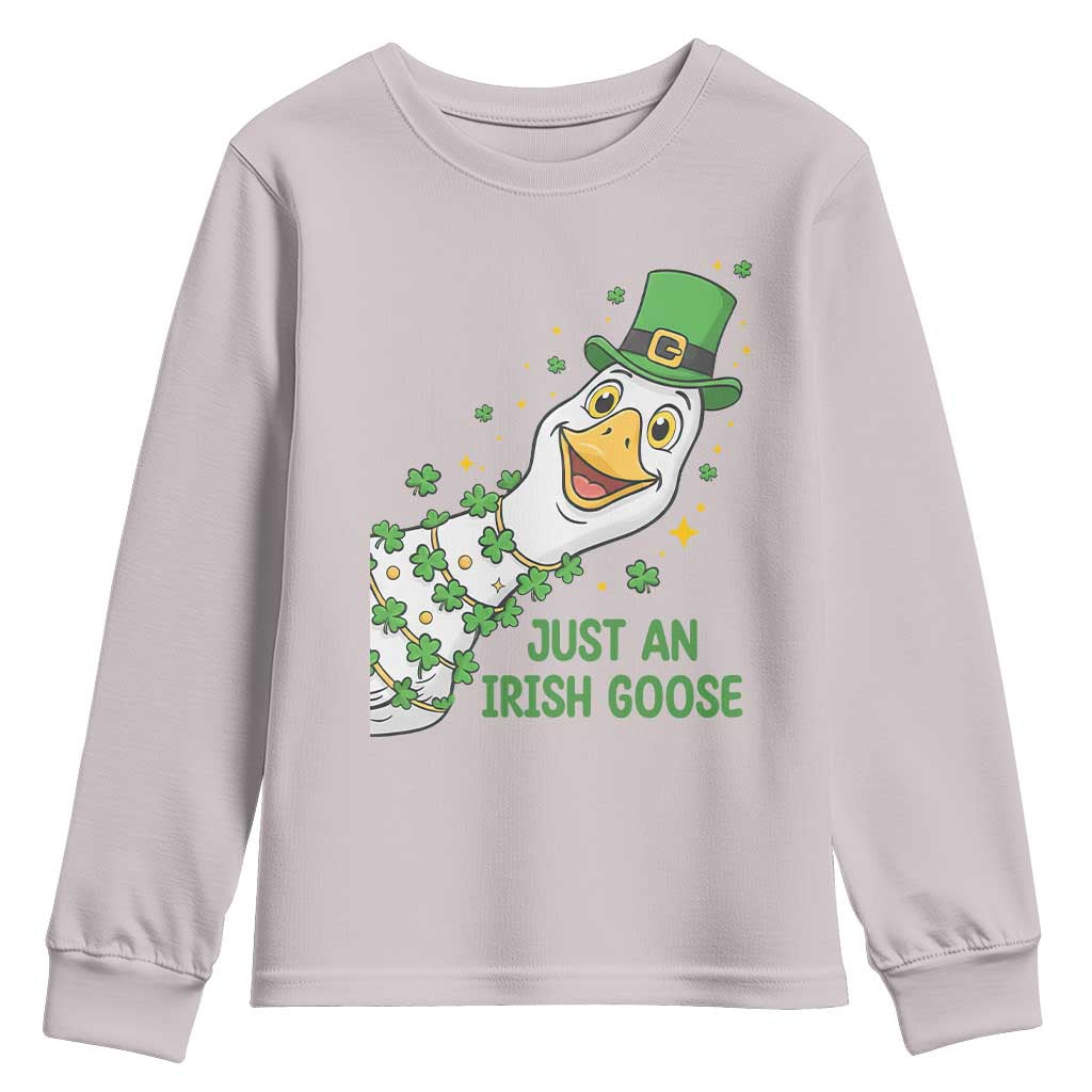 Just An Irish Goose Youth Sweatshirt Funny St Patricks Day TS12 Ice Gray Print Your Wear