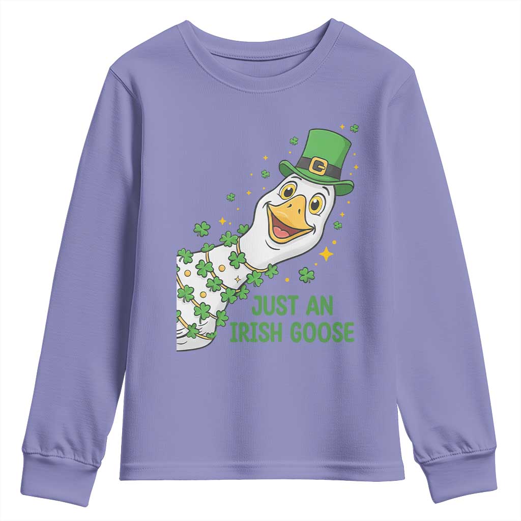 Just An Irish Goose Youth Sweatshirt Funny St Patricks Day TS12 Violet Print Your Wear