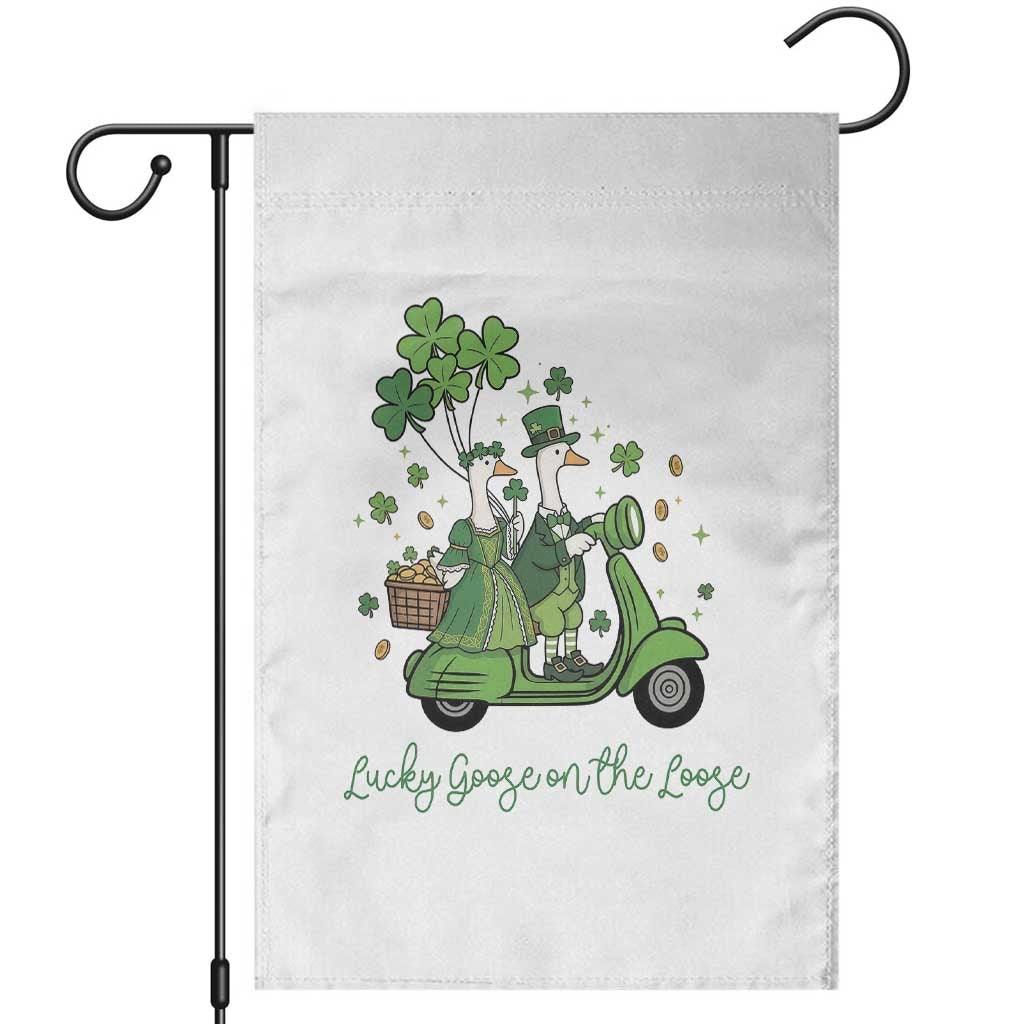 Lucky Goose On The Loose Garden Flag St Patricks Day Irish Pride TS12 White Print Your Wear