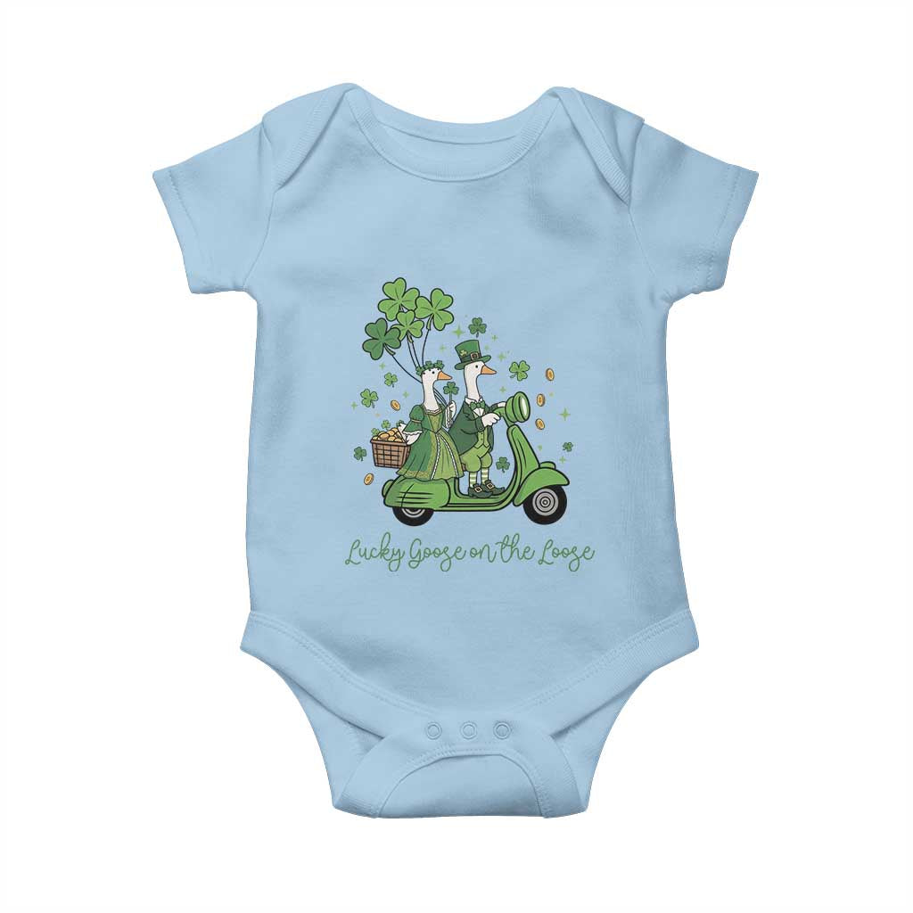 Lucky Goose On The Loose Baby Onesie St Patricks Day Irish Pride TS12 Light Blue Print Your Wear