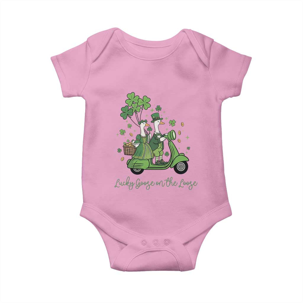 Lucky Goose On The Loose Baby Onesie St Patricks Day Irish Pride TS12 Light Pink Print Your Wear