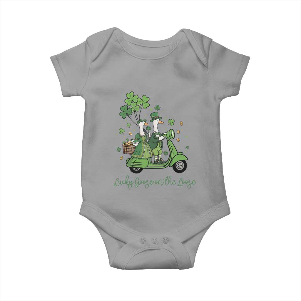 Lucky Goose On The Loose Baby Onesie St Patricks Day Irish Pride TS12 Sport Gray Print Your Wear