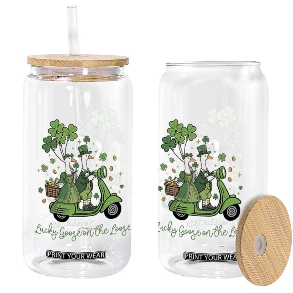 Lucky Goose On The Loose Glass Can St Patricks Day Irish Pride TS12 Print Your Wear