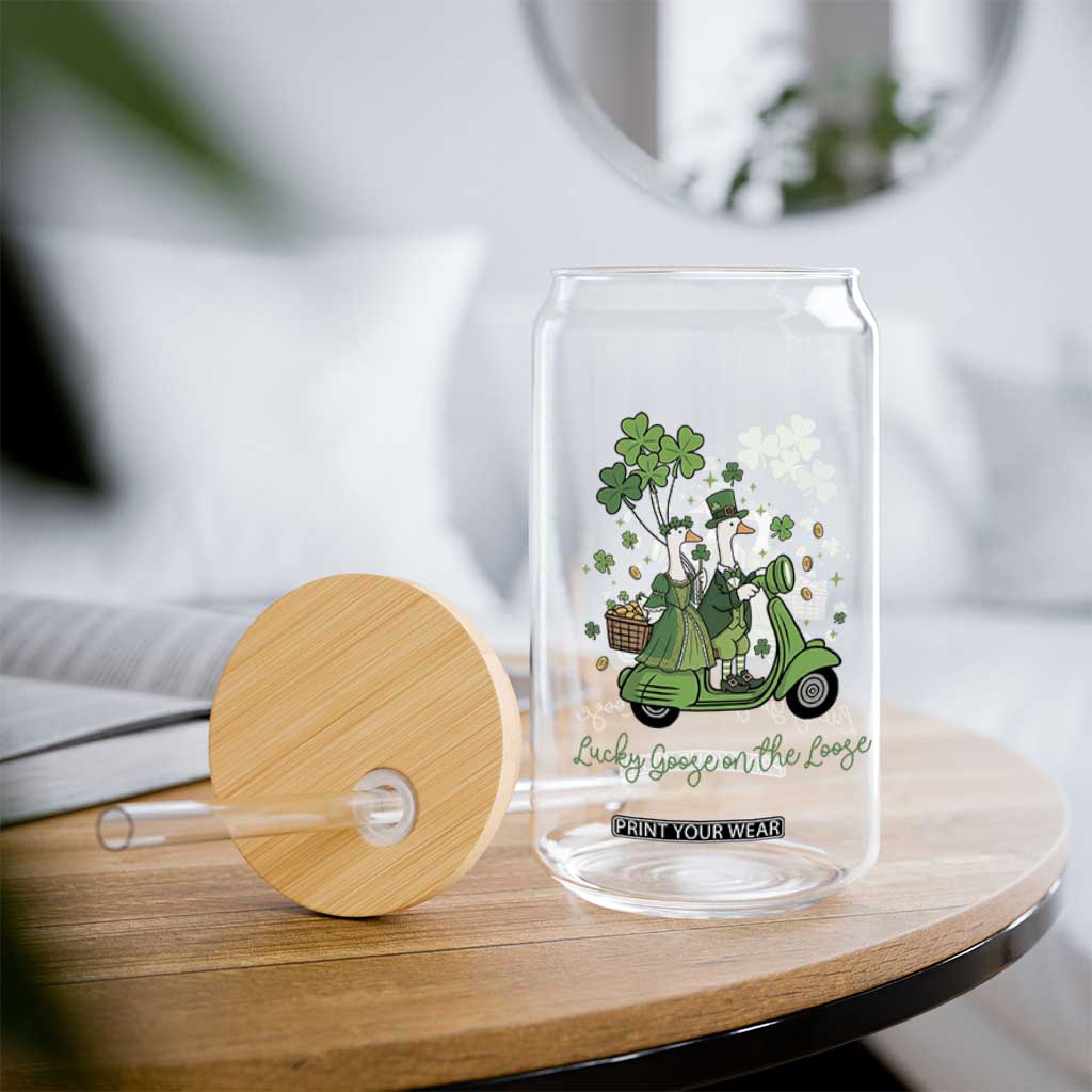 Lucky Goose On The Loose Glass Can St Patricks Day Irish Pride TS12 Print Your Wear
