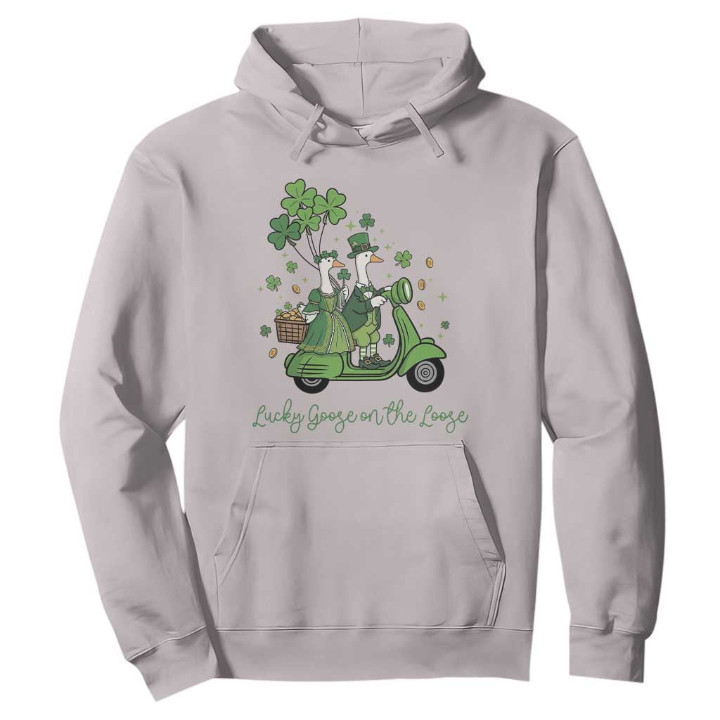 Lucky Goose On The Loose Hoodie St Patricks Day Irish Pride TS12 Ice Gray Print Your Wear