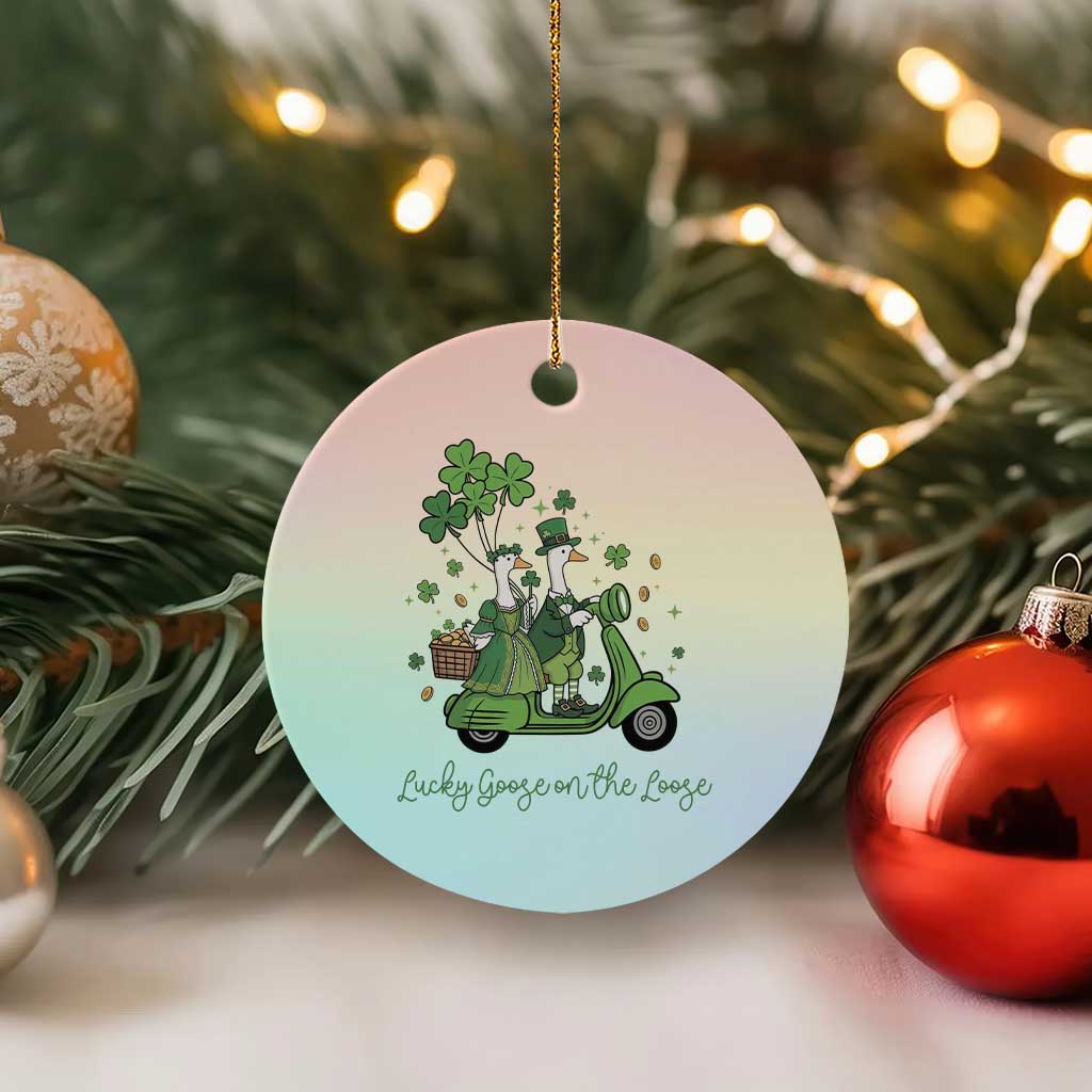 Lucky Goose On The Loose Ceramic Ornament St Patricks Day Irish Pride TS12 1pc Pastel Print Your Wear