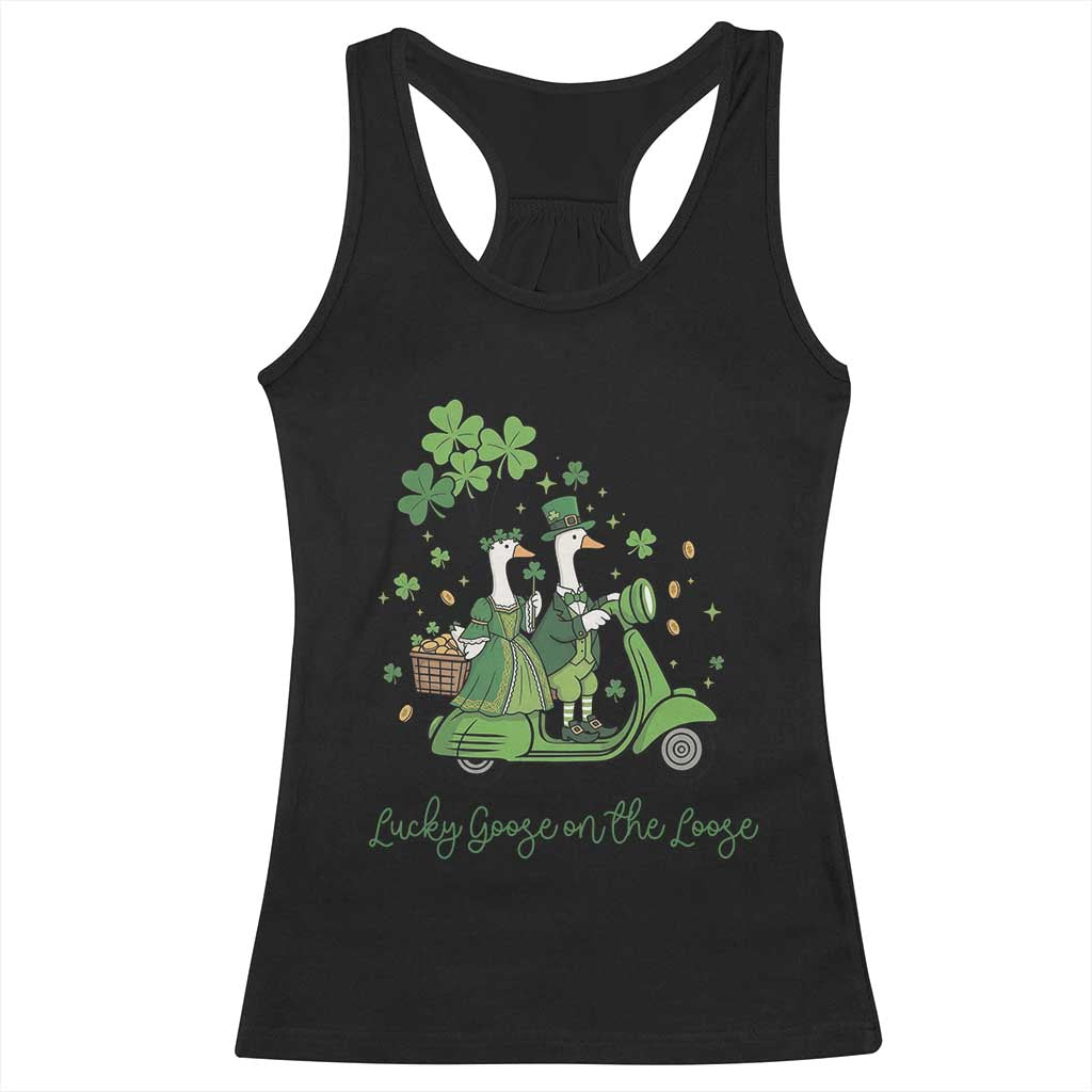 Lucky Goose On The Loose Racerback Tank Top St Patricks Day Irish Pride TS12 Black Print Your Wear