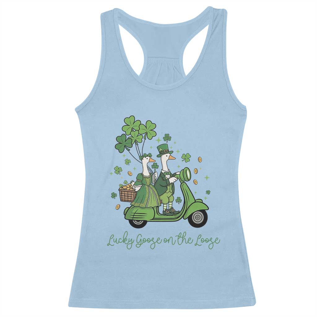Lucky Goose On The Loose Racerback Tank Top St Patricks Day Irish Pride TS12 Light Blue Print Your Wear