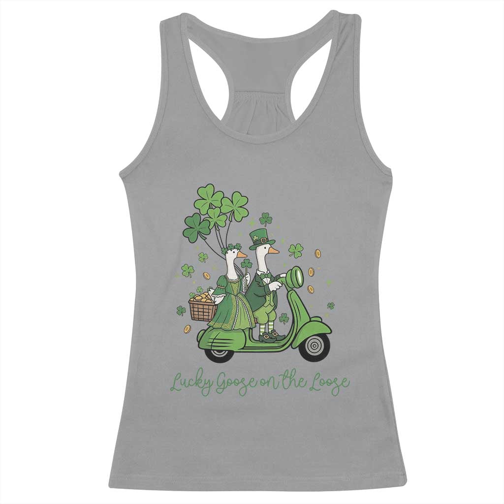 Lucky Goose On The Loose Racerback Tank Top St Patricks Day Irish Pride TS12 Sport Gray Print Your Wear