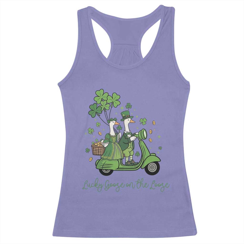 Lucky Goose On The Loose Racerback Tank Top St Patricks Day Irish Pride TS12 Violet Print Your Wear