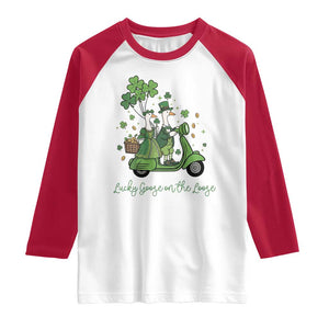 Lucky Goose On The Loose Raglan Shirt St Patricks Day Irish Pride TS12 White Red Print Your Wear