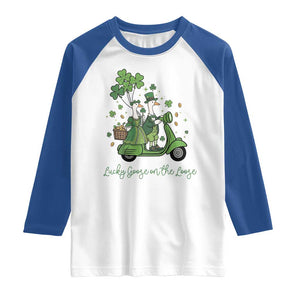 Lucky Goose On The Loose Raglan Shirt St Patricks Day Irish Pride TS12 White Royal Print Your Wear