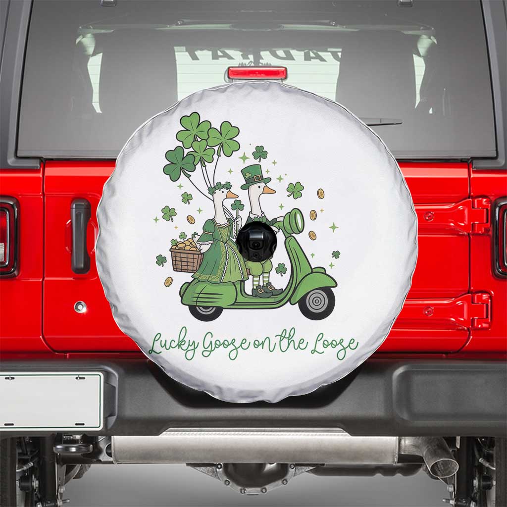 Lucky Goose On The Loose Spare Tire Cover St Patricks Day Irish Pride TS12 White Print Your Wear