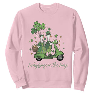 Lucky Goose On The Loose Sweatshirt St Patricks Day Irish Pride TS12 Light Pink Print Your Wear
