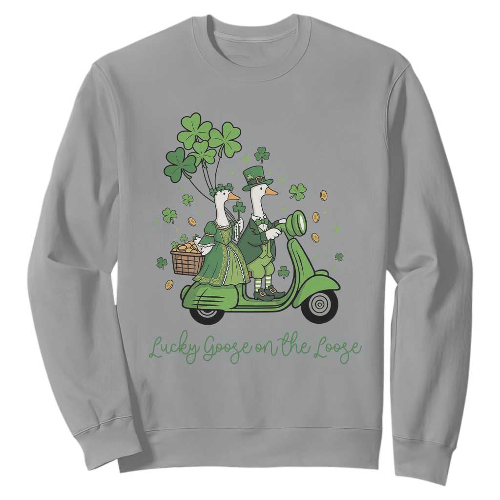 Lucky Goose On The Loose Sweatshirt St Patricks Day Irish Pride TS12 Sport Gray Print Your Wear