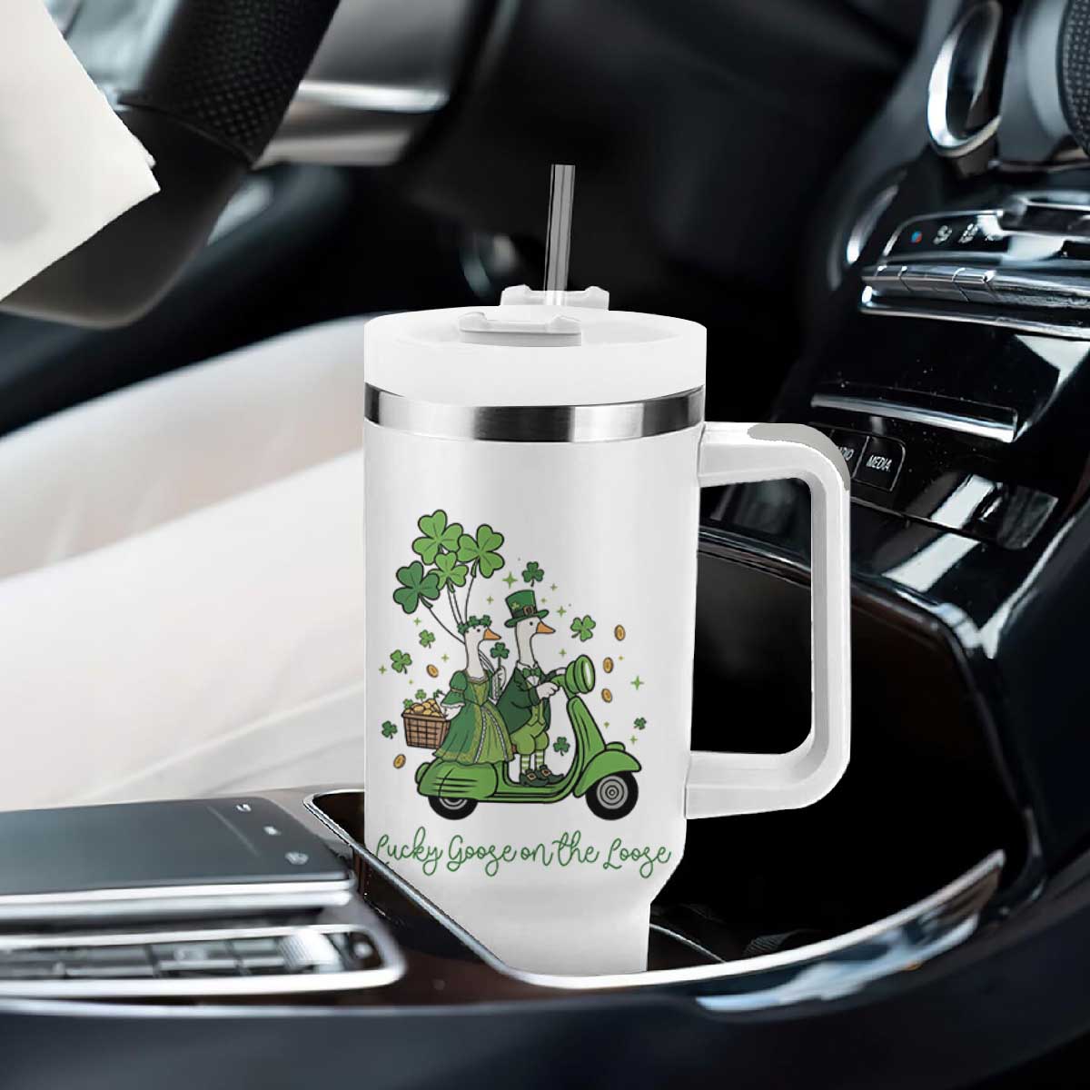 Lucky Goose On The Loose Tumbler With Handle St Patricks Day Irish Pride TS12 Print Your Wear