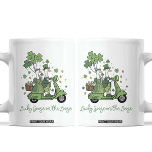 Lucky Goose On The Loose Coffee Mug St Patricks Day Irish Pride TS12 White Print Your Wear