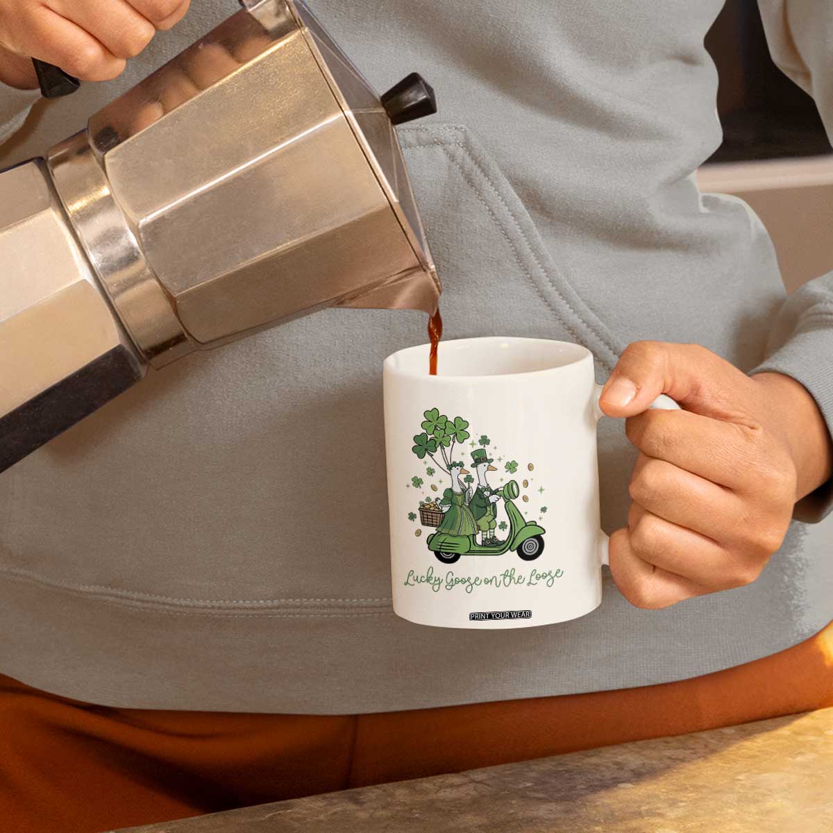 Lucky Goose On The Loose Coffee Mug St Patricks Day Irish Pride TS12 Print Your Wear