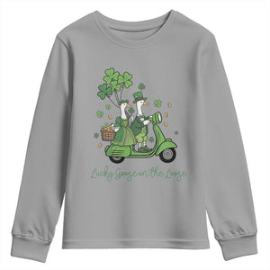 Lucky Goose On The Loose Youth Sweatshirt St Patricks Day Irish Pride TS12 Sport Gray Print Your Wear