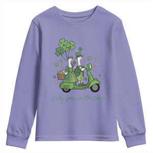 Lucky Goose On The Loose Youth Sweatshirt St Patricks Day Irish Pride TS12 Violet Print Your Wear